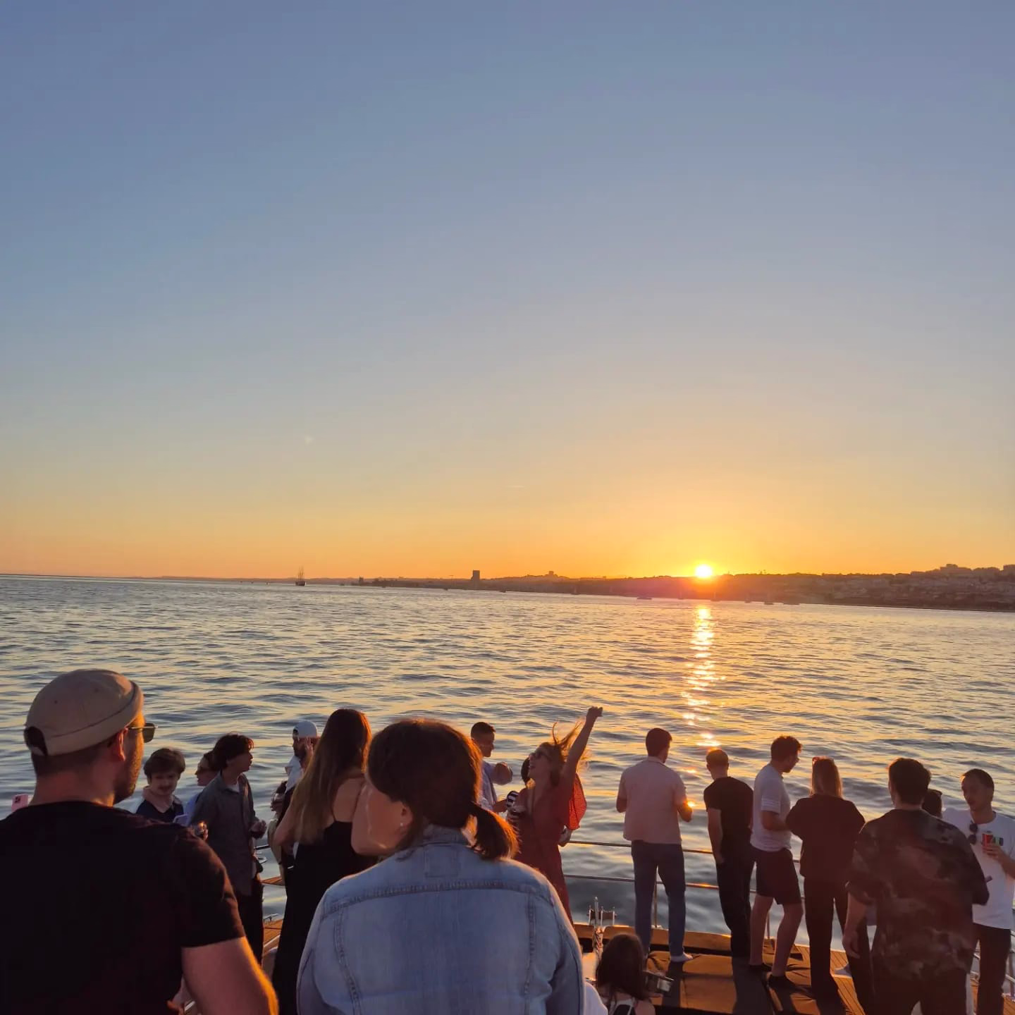 Lisbon sunset from catamaran